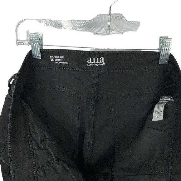 a.n.a. Women's High Rise Skinny Jeans Black Stretch Denim Jeans size 12 Unhemmed - Picture 4 of 10